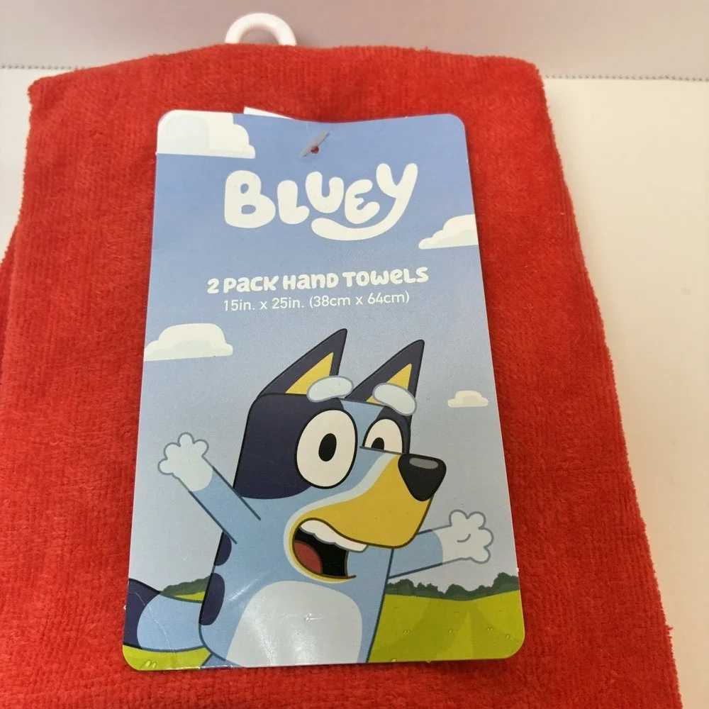 Christmas Bluey Santa Hat Red Hand Towels 2 Pack Cotton 15